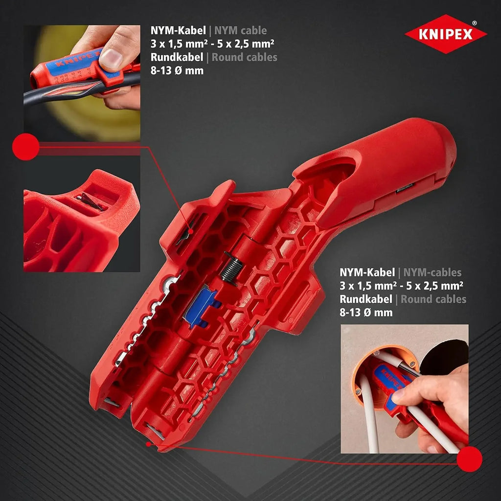 KNIPEX ErgoStrip Universal Stripping Tool for Right-Handed Users, 135 mm - 16 95 01 SB