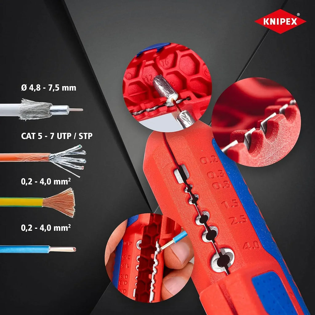 KNIPEX ErgoStrip Universal Stripping Tool for Right-Handed Users, 135 mm - 16 95 01 SB