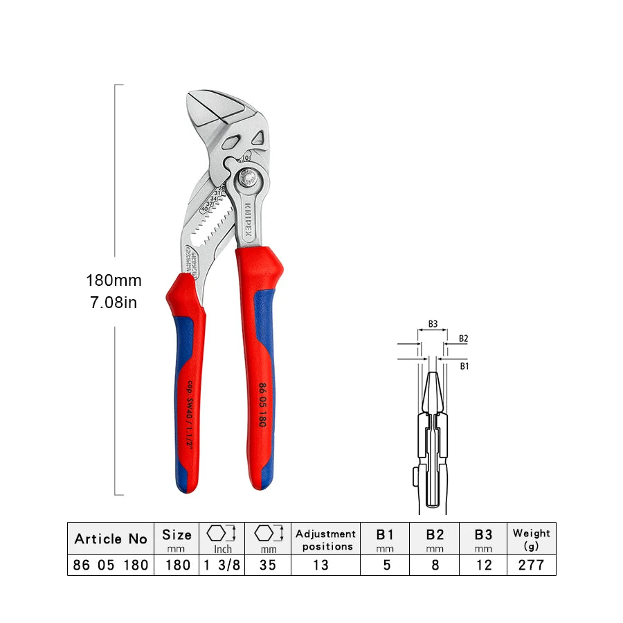 KNIPEX 86 05 150 Pliers Wrench Chromium Plated Vanadium Steel Water Pump Plier Knipex 86 05 180 Hand Tools 86 05 250