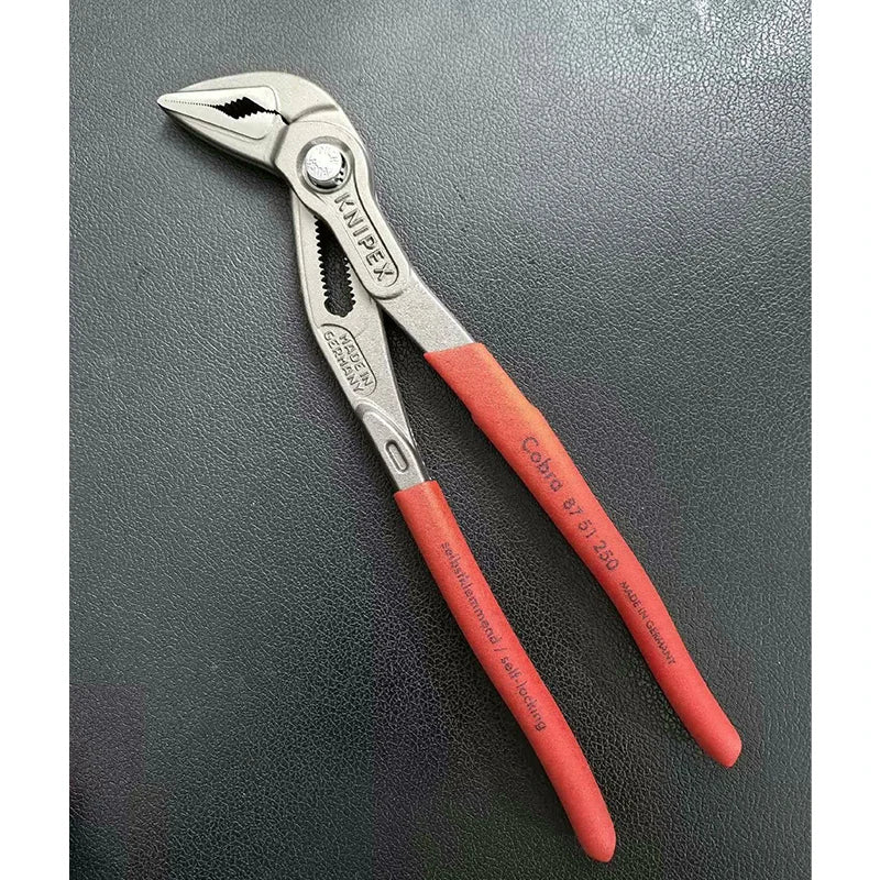 KNIPEX 8751180 & 8751250 Cobra Water Pump Pliers Set, Red Handles, Adjustable Jaw for Plumbing & Fastening