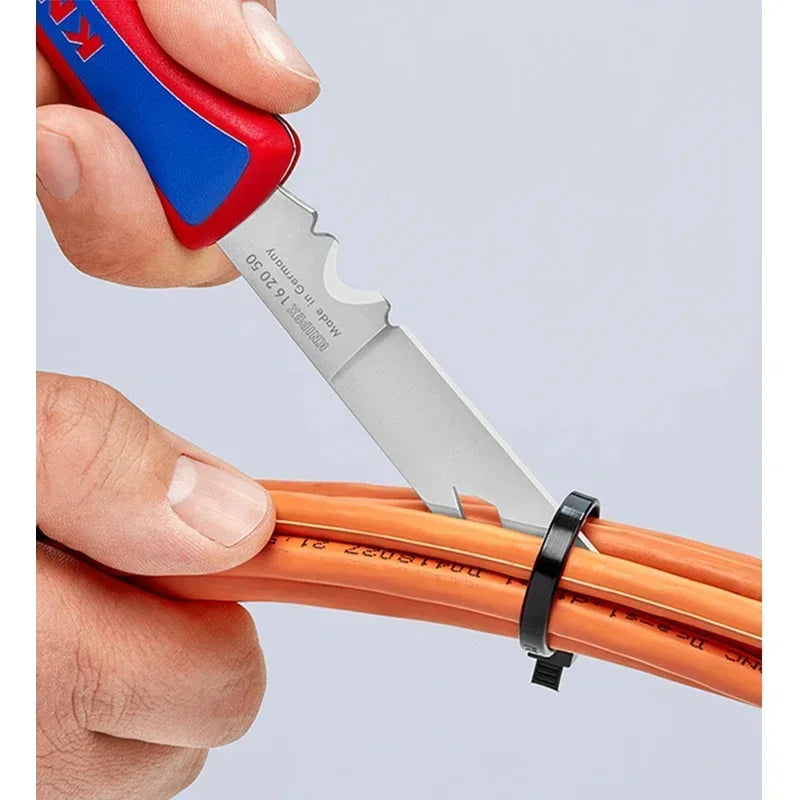 KNIPEX 162050SB Electrician's Folding Knife Plastic Handle 200 mm Multi-purpose Cutting Knife Art Knife