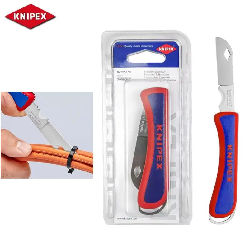 KNIPEX 162050SB Electrician's Folding Knife Plastic Handle 200 mm Multi-purpose Cutting Knife Art Knife