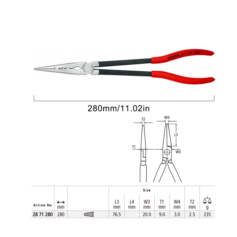 KNIPEX 1Pcs 280mm Multi-purpose Long Needle Nose Pliers Adjustable Pipe Pliers Cutting Pliers Cutter Hand Tools 28 71 280